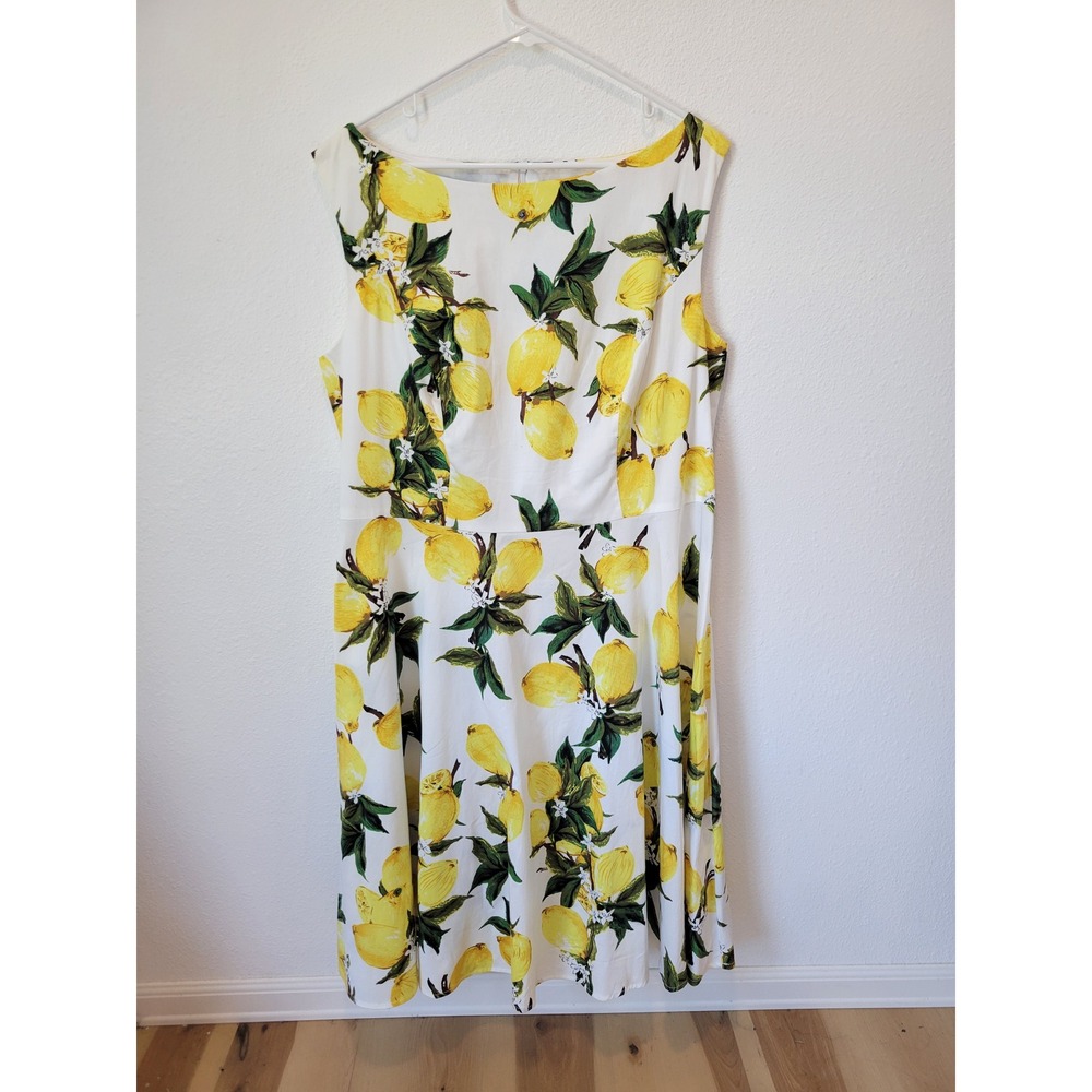 Gardenwed Lemon Print Midi Dress – Women's 3XL